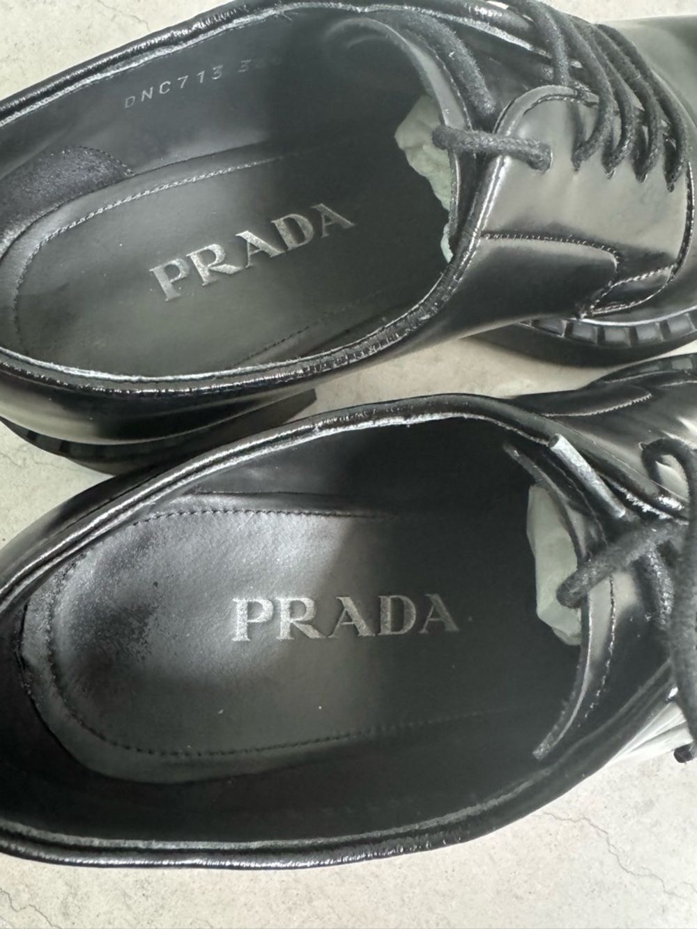 Prada Black Leather Derby Shoes size 36.5 with box - Picture 7 of 17